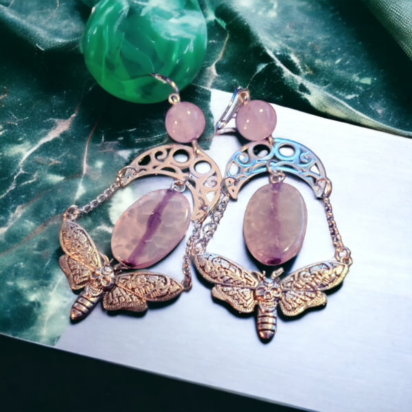 Moons & Moths Agate & Amethyst Earrings - Image 2
