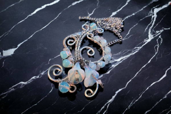 Opal Trumpets - Opalite Glass & Steel Necklace - Image 3