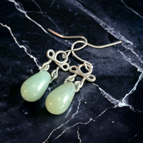 Salt Weathered Steel & Aventurine Earrings - Image 4