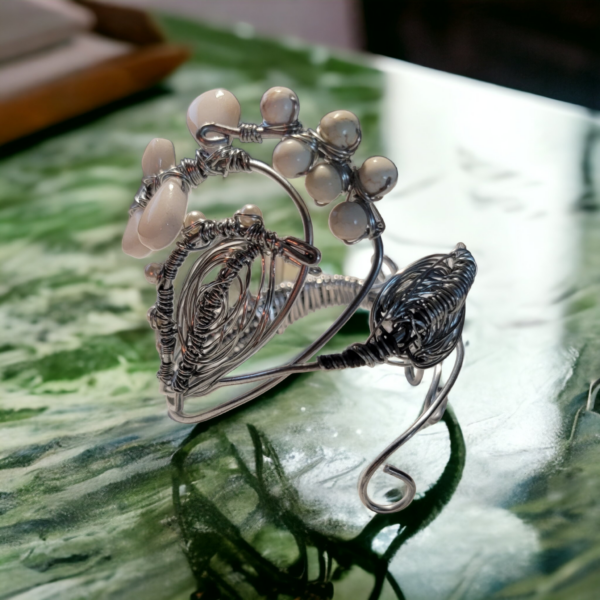 Howlite and Steel Abstract Filigree Cuff - Image 2