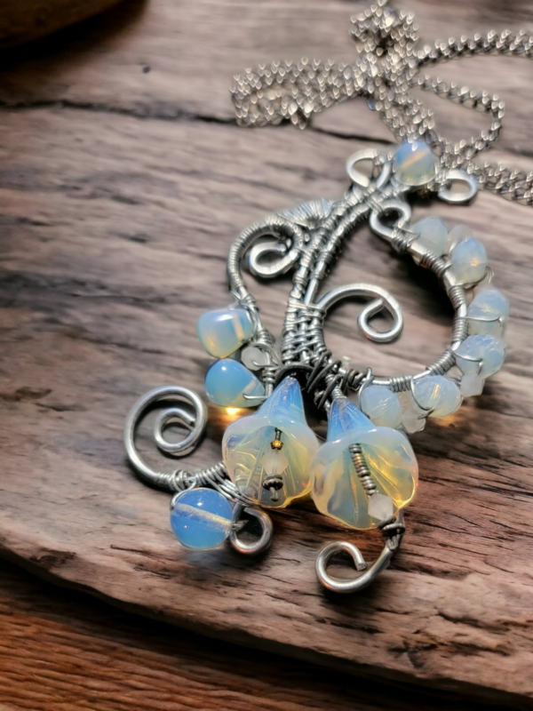 Opal Trumpets - Opalite Glass & Steel Necklace - Image 4