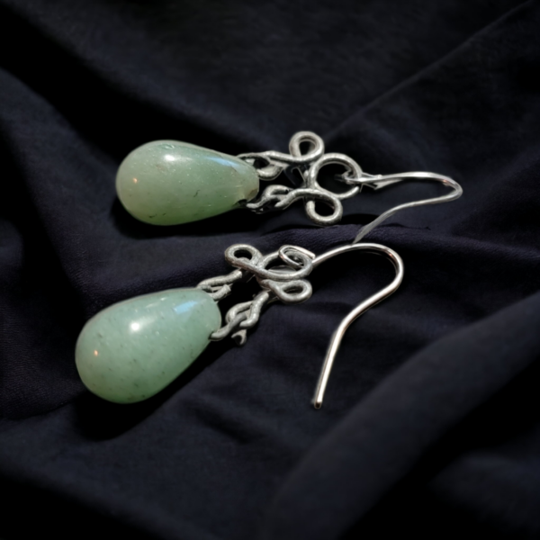 Salt Weathered Steel & Aventurine Earrings - Image 5