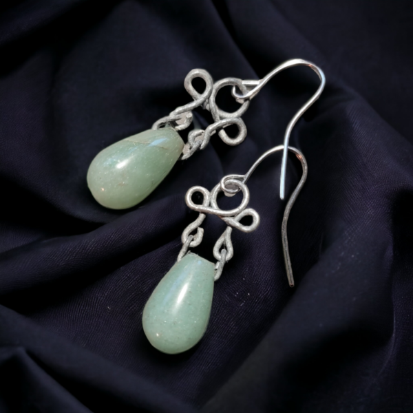 Salt Weathered Steel & Aventurine Earrings - Image 6