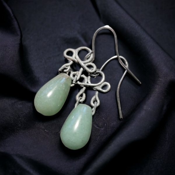 Salt Weathered Steel & Aventurine Earrings