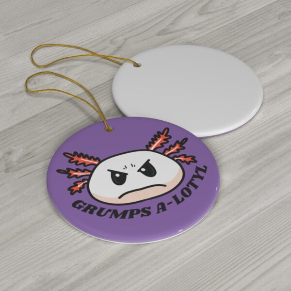 Grumpy Axolotl Ceramic Ornament - Image 2