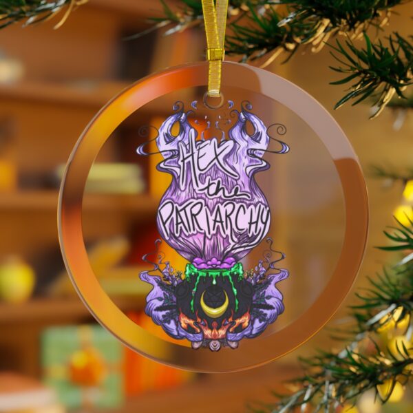 Hex the Patriarchy Glass Ornament