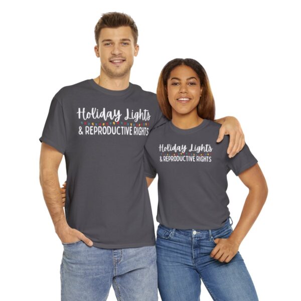 Holiday Lights & Reproductive Rights Christmas Unisex Heavy Cotton Tee - Image 58