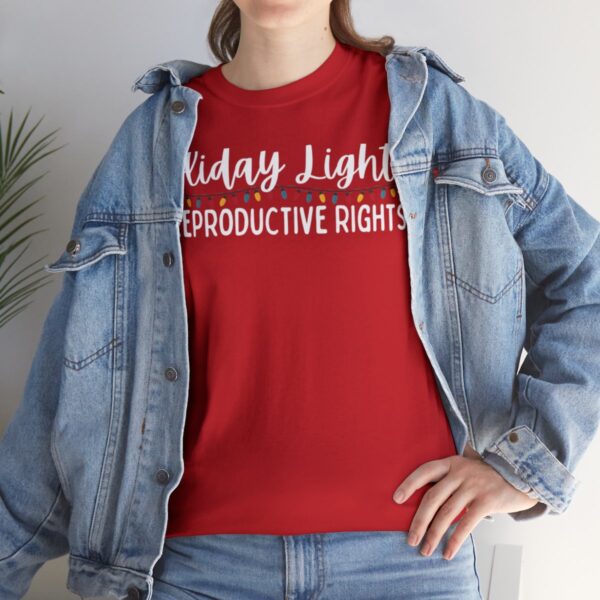Holiday Lights & Reproductive Rights Christmas Unisex Heavy Cotton Tee - Image 9
