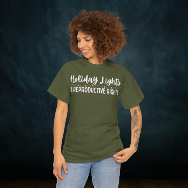 Holiday Lights & Reproductive Rights Christmas Unisex Heavy Cotton Tee - Image 40