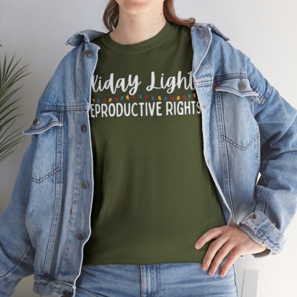 Holiday Lights & Reproductive Rights Christmas Unisex Heavy Cotton Tee - Image 45