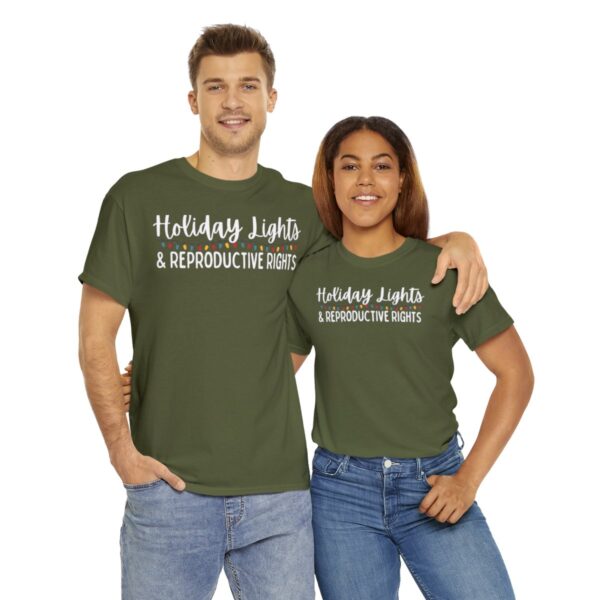 Holiday Lights & Reproductive Rights Christmas Unisex Heavy Cotton Tee - Image 46