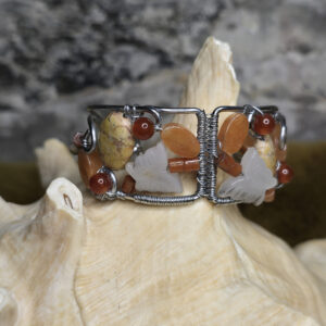 Jasper, Carnelian, & Onyx Steel Cuff