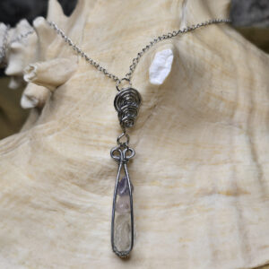 Amethyst, Quartz, & Rose Quartz Drop Pendant Necklace